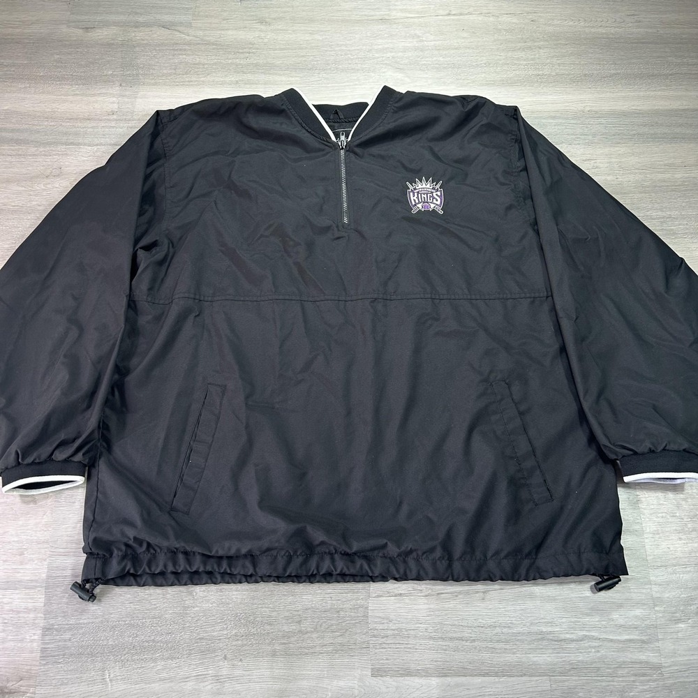 VINTAGE Sacramento Kings Jacket Mens 2XL Black NBA Basketball Pullover Sports
